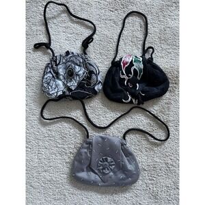 Handmade Drawstring‎ Bag 3 Small Cinch Sack Rope Shoulder Strap